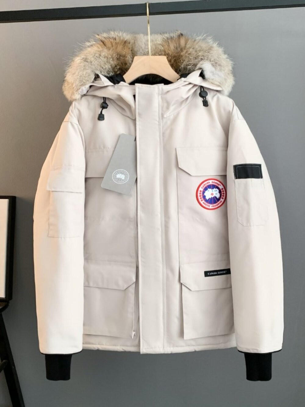 Canada Goose Expedition Cream Fur Hood Parka Jacket